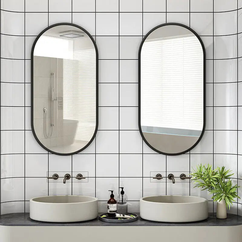 LUVODI Modern Black Metal Framed Dressing Mirror - Homevalley.co.uk