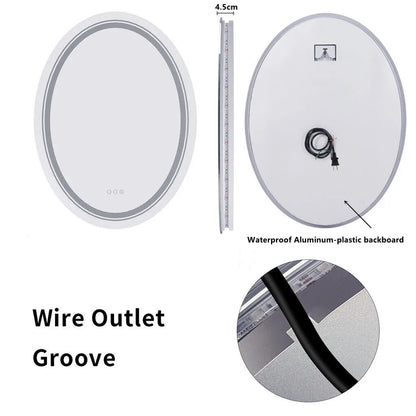 LUVODI Oval RGB HD Eco-friendly Bathroom Mirror with Dimmable LED Light, Anti-fog and Touch Screen - Homevalley.co.uk