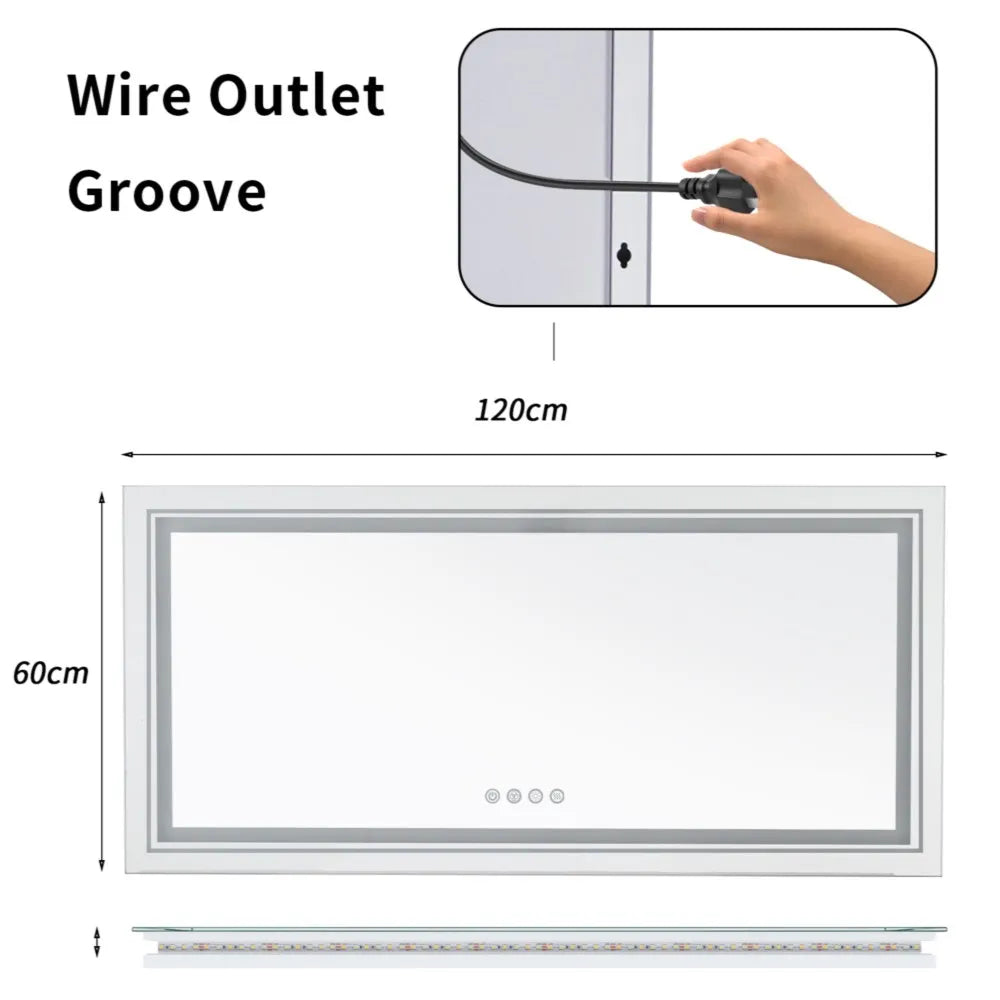 LUVODI Oversize RGB Wall Decorative Full-body Mirror Dimmable Defogging Bathroom Mirror with Touch Switch - Homevalley.co.uk