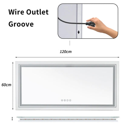 LUVODI Oversize RGB Wall Decorative Full-body Mirror Dimmable Defogging Bathroom Mirror with Touch Switch - Homevalley.co.uk
