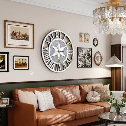 LUVODI Round Crush Diamond Mirror Round Wall Clock with Roman Numerals - Homevalley.co.uk