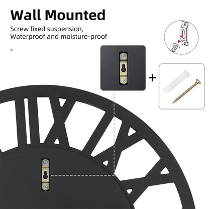 LUVODI Round Crush Diamond Mirror Round Wall Clock with Roman Numerals - Homevalley.co.uk