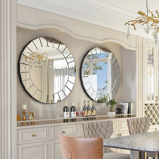 LUVODI Round Decorative Wall Vanity Mirror - Homevalley.co.uk