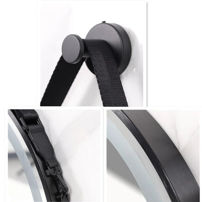 LUVODI Round LED Dimmable and Fog-less Bathroom Mirror with Black Gold Frame and Detachable Rope - Homevalley.co.uk