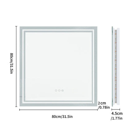 LUVODI Smart Backlit Square Bathroom Mirror with Dimmable LED Lights Anti-fog system - Homevalley.co.uk