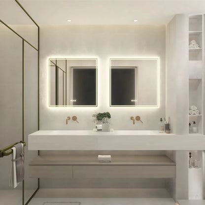 LUVODI Smart Backlit Square Bathroom Mirror with Dimmable LED Lights Anti-fog system - Homevalley.co.uk