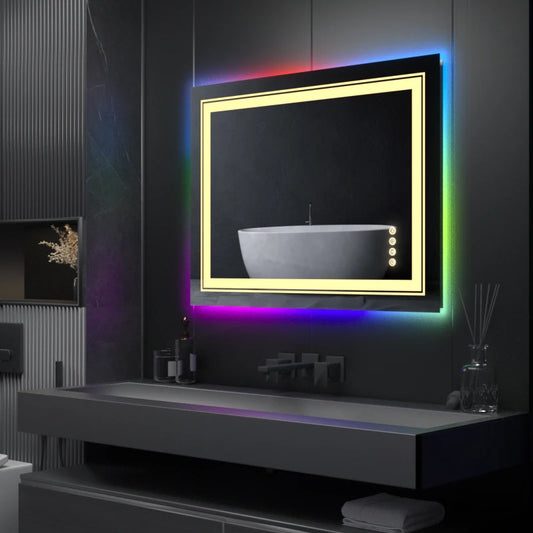 LUVODI Smart Rectangle RGB LED Defog Mirror - Homevalley.co.uk