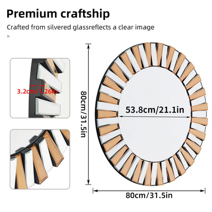 LUVODI Sunburst Decorative Wall Mirror with Beveled Glass Edge - Homevalley.co.uk