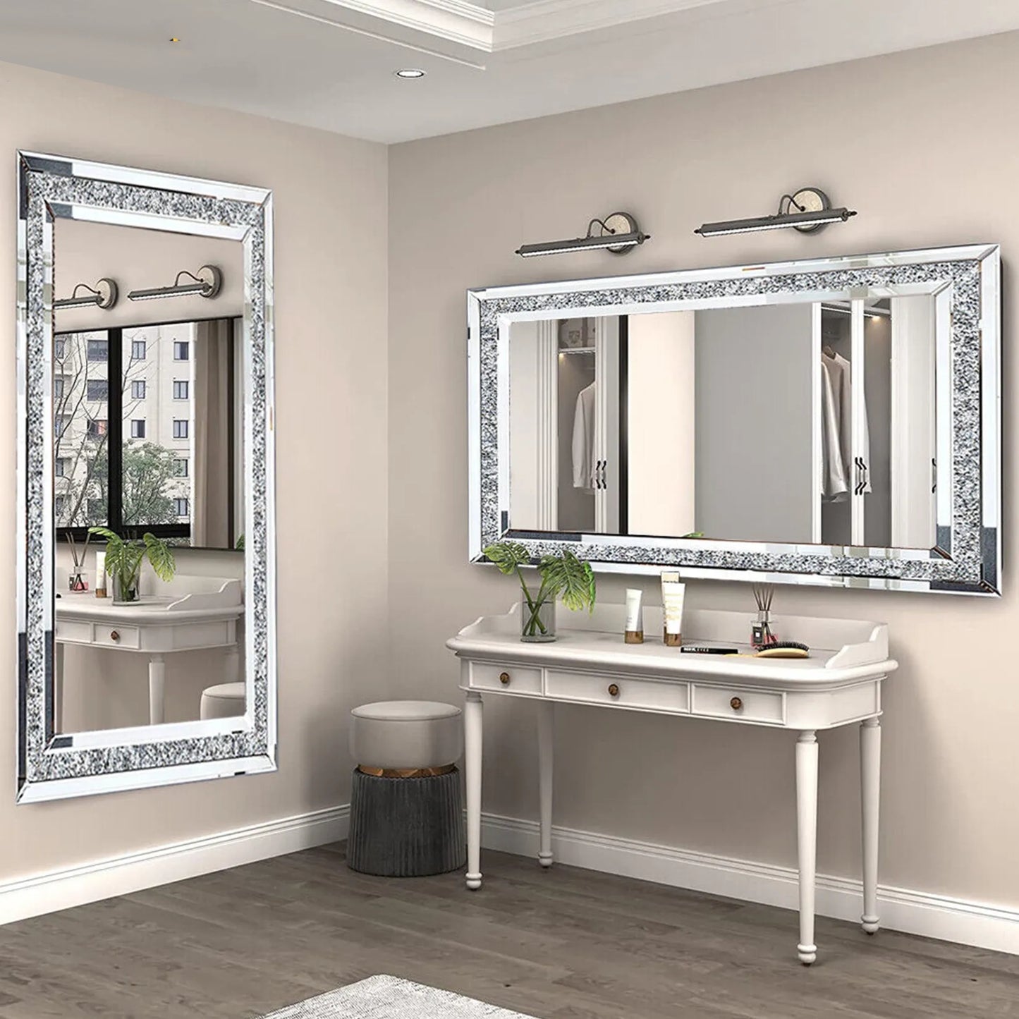 LUVODI Wall Decor Full Body Crystal Rhinestone Diamond Dressing Mirror - Homevalley.co.uk