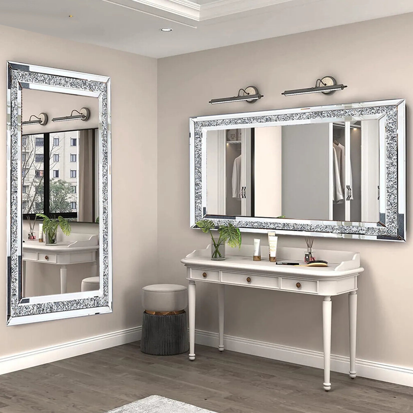 LUVODI Wall Decor Full Body Crystal Rhinestone Diamond Dressing Mirror - Homevalley.co.uk