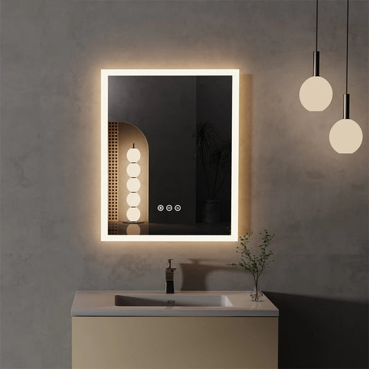 LUVODI Wall Mounted Smart Dimmable LED Backlit Bath Mirror with Touch Screen - Homevalley.co.uk