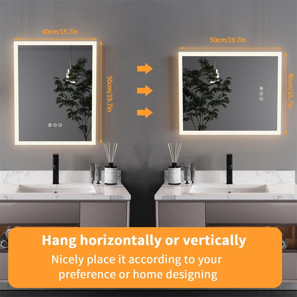 LUVODI Wall Mounted Smart Dimmable LED Backlit Bath Mirror with Touch Screen - Homevalley.co.uk