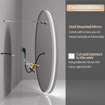 LUVODI Waterproof Dimmable LED Defog Bathroom Mirror - Homevalley.co.uk