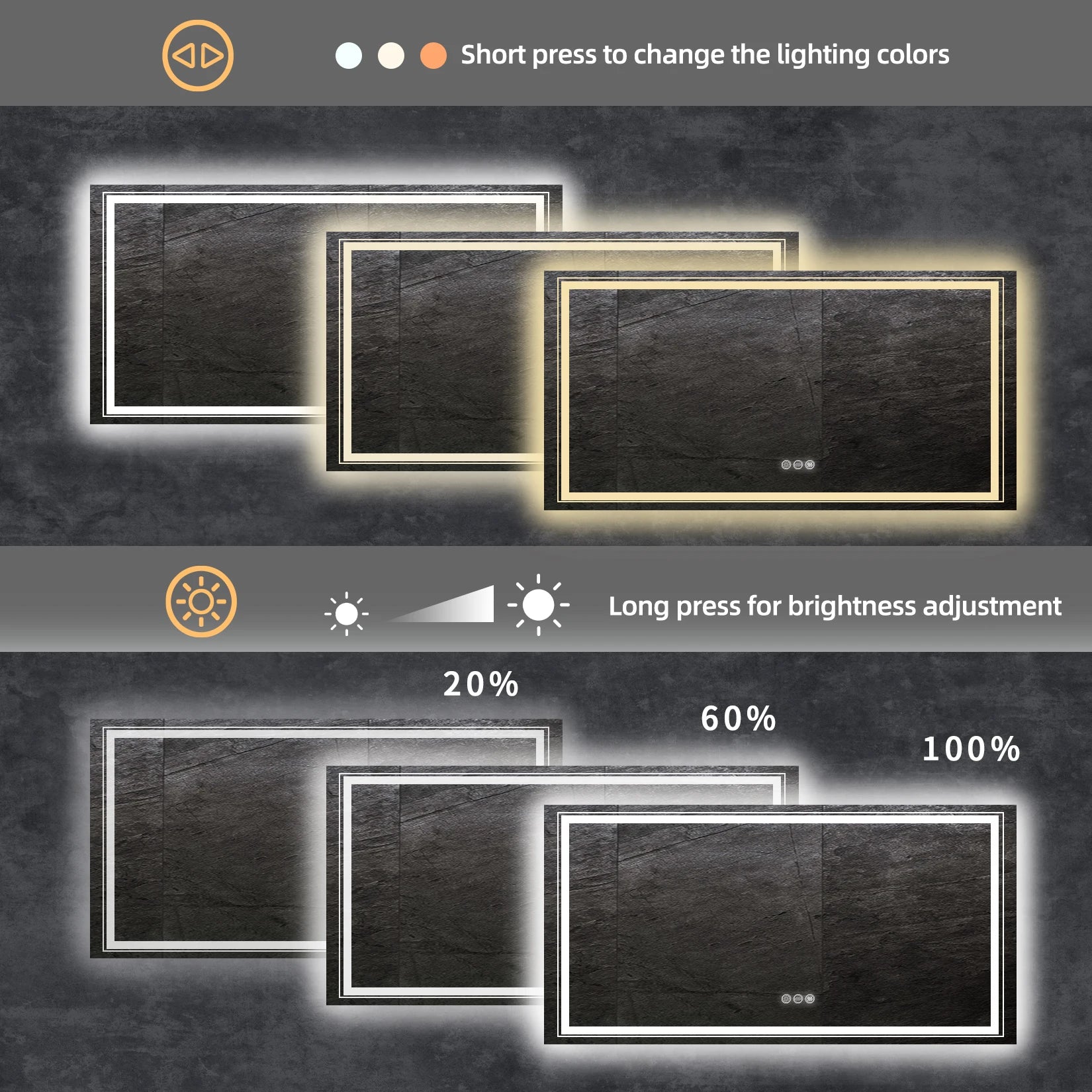 LUVODI Waterproof Double Sink LED Dimmable Defog Bathroom Mirror - Homevalley.co.uk