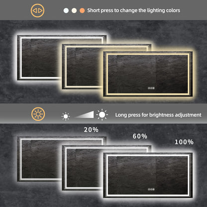 LUVODI Waterproof Double Sink LED Dimmable Defog Bathroom Mirror - Homevalley.co.uk