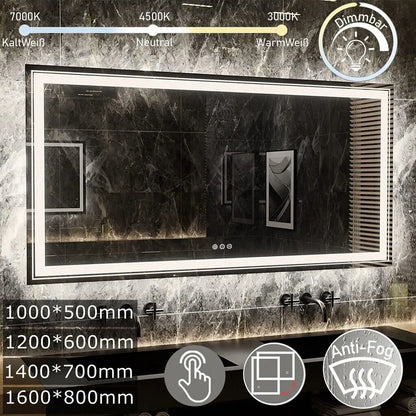 LUVODI Waterproof Double Sink LED Dimmable Defog Bathroom Mirror - Homevalley.co.uk