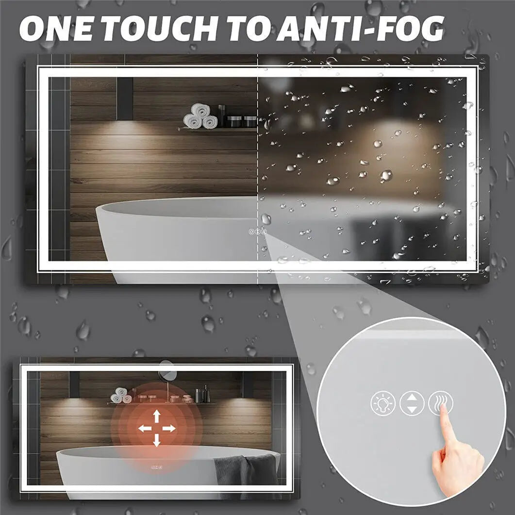LUVODI Waterproof Double Sink LED Dimmable Defog Bathroom Mirror - Homevalley.co.uk