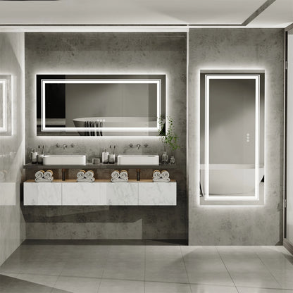 LUVODI Waterproof Double Sink LED Dimmable Defog Bathroom Mirror - Homevalley.co.uk