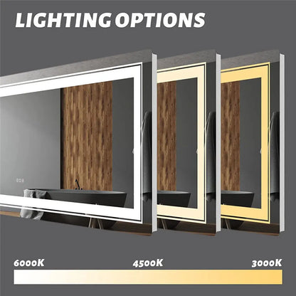 LUVODI Waterproof Double Sink LED Dimmable Defog Bathroom Mirror - Homevalley.co.uk