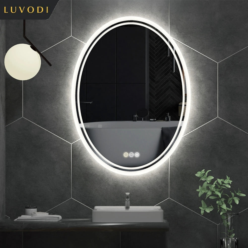 LUVODI Waterproof Frameless LED Backlit Mirror for Bathroom Dimmable Anti-fog Shaving Mirror - Homevalley.co.uk