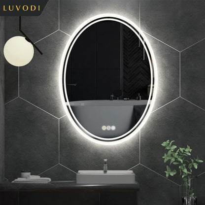 LUVODI Waterproof Frameless LED Backlit Mirror for Bathroom Dimmable Anti-fog Shaving Mirror - Homevalley.co.uk