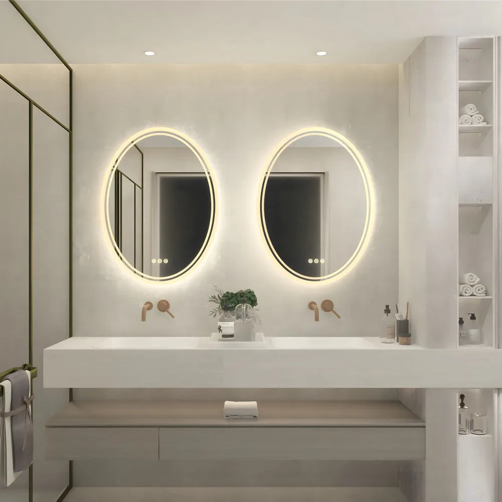 LUVODI Waterproof Frameless LED Backlit Mirror for Bathroom Dimmable Anti-fog Shaving Mirror - Homevalley.co.uk
