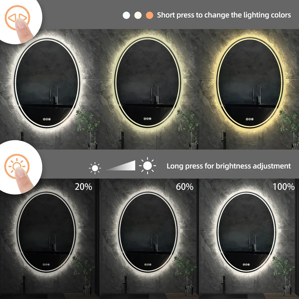 LUVODI Waterproof Frameless LED Backlit Mirror for Bathroom Dimmable Anti-fog Shaving Mirror - Homevalley.co.uk