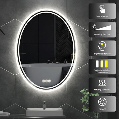 LUVODI Waterproof Frameless LED Backlit Mirror for Bathroom Dimmable Anti-fog Shaving Mirror - Homevalley.co.uk