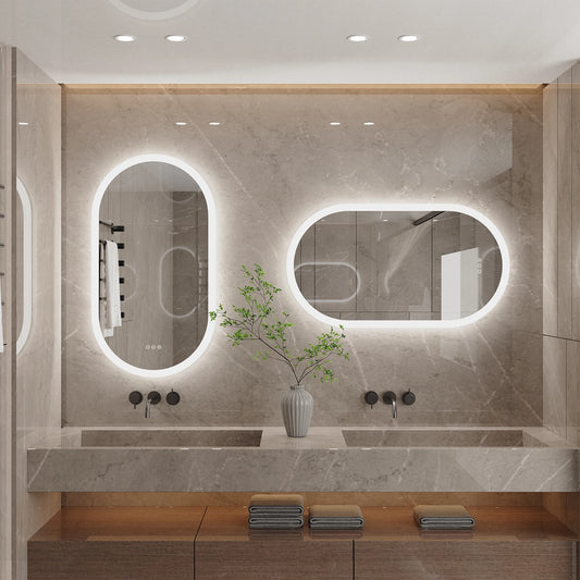 LUVODI Waterproof Illuminate LED Vanity Bathroom Mirror Frameless Touch Screen Backlit De-mist - Homevalley.co.uk
