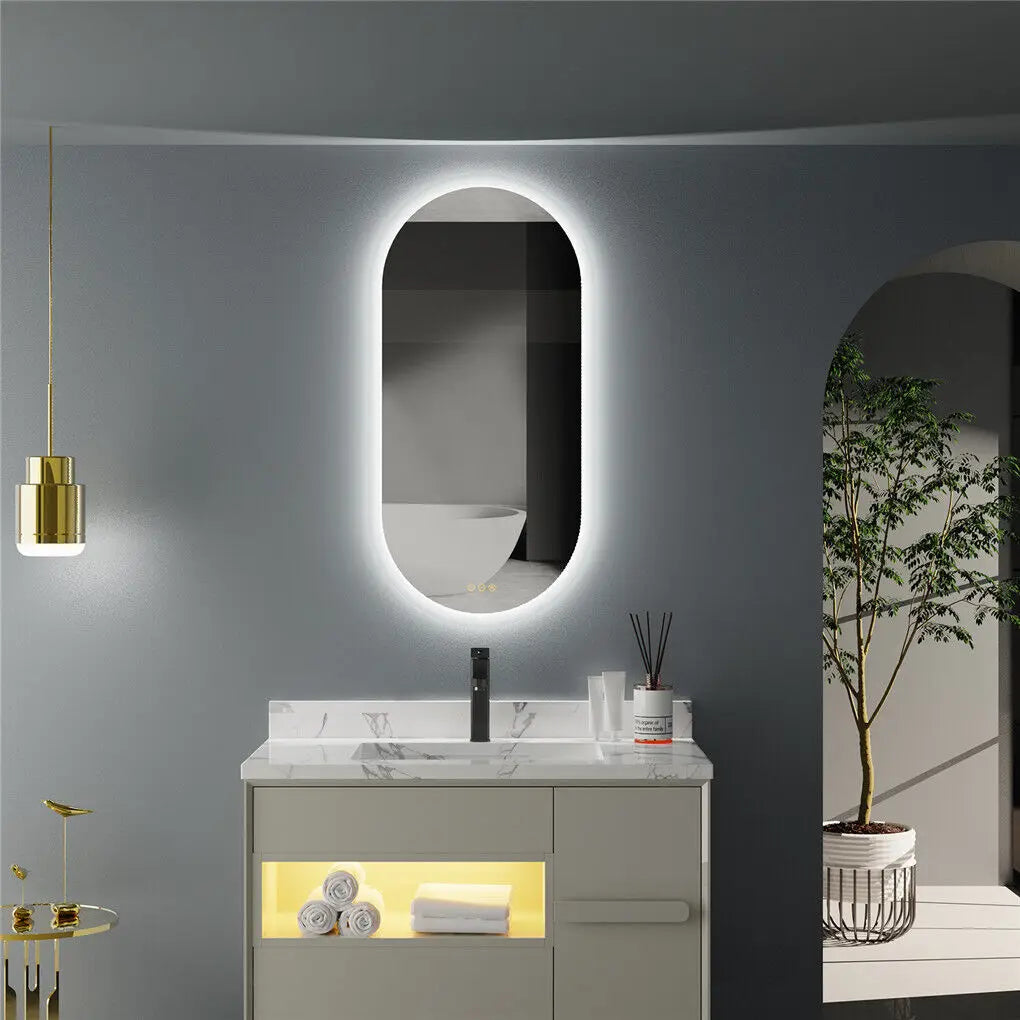LUVODI Waterproof Illuminate LED Vanity Bathroom Mirror Frameless Touch Screen Backlit De-mist - Homevalley.co.uk