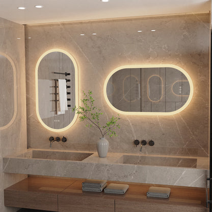 LUVODI Waterproof Illuminate LED Vanity Bathroom Mirror Frameless Touch Screen Backlit De-mist - Homevalley.co.uk