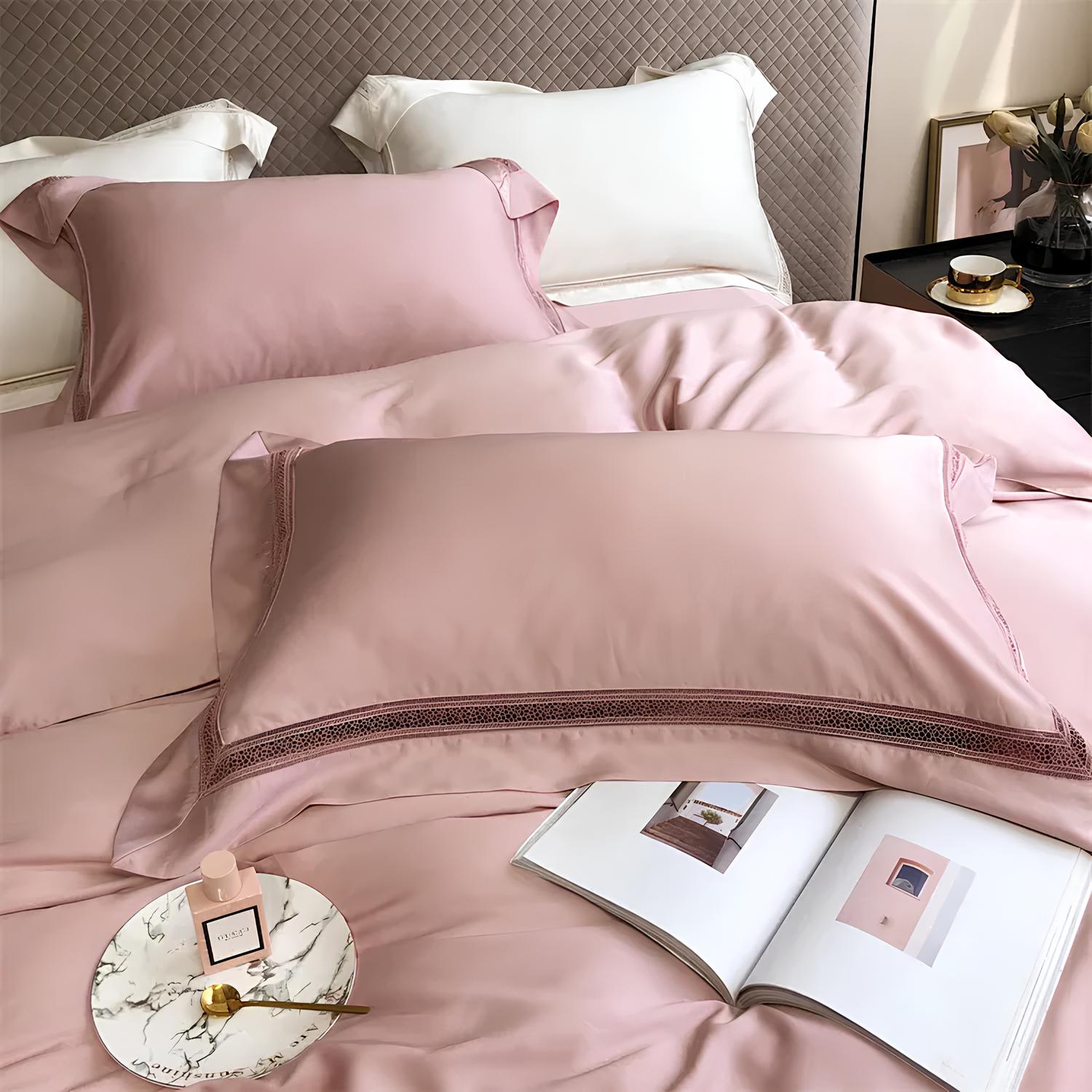 Luxury 1000TC Egyptian Cotton Duvet Cover Set with hollow out lace broad side - Homevalley.co.uk