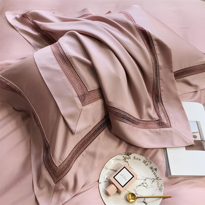 Luxury 1000TC Egyptian Cotton Duvet Cover Set with hollow out lace broad side - Homevalley.co.uk
