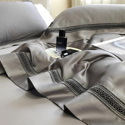 Luxury 1000TC Egyptian Cotton Duvet Cover Set with hollow out lace broad side - Homevalley.co.uk