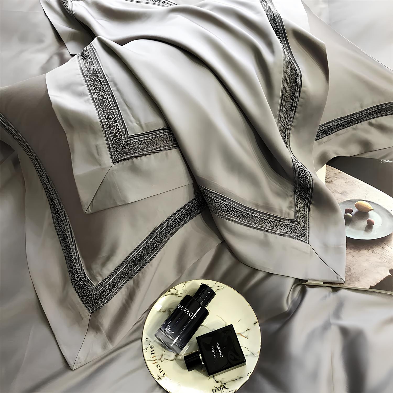 Luxury 1000TC Egyptian Cotton Duvet Cover Set with hollow out lace broad side - Homevalley.co.uk