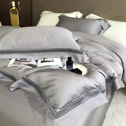 Luxury 1000TC Egyptian Cotton Duvet Cover Set with hollow out lace broad side - Homevalley.co.uk
