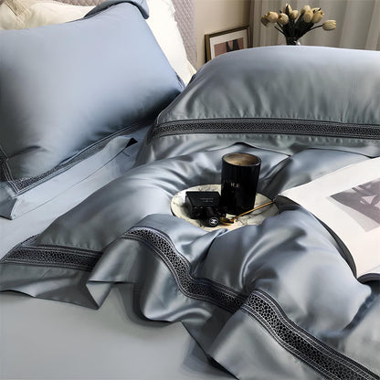 Luxury 1000TC Egyptian Cotton Duvet Cover Set with hollow out lace broad side - Homevalley.co.uk
