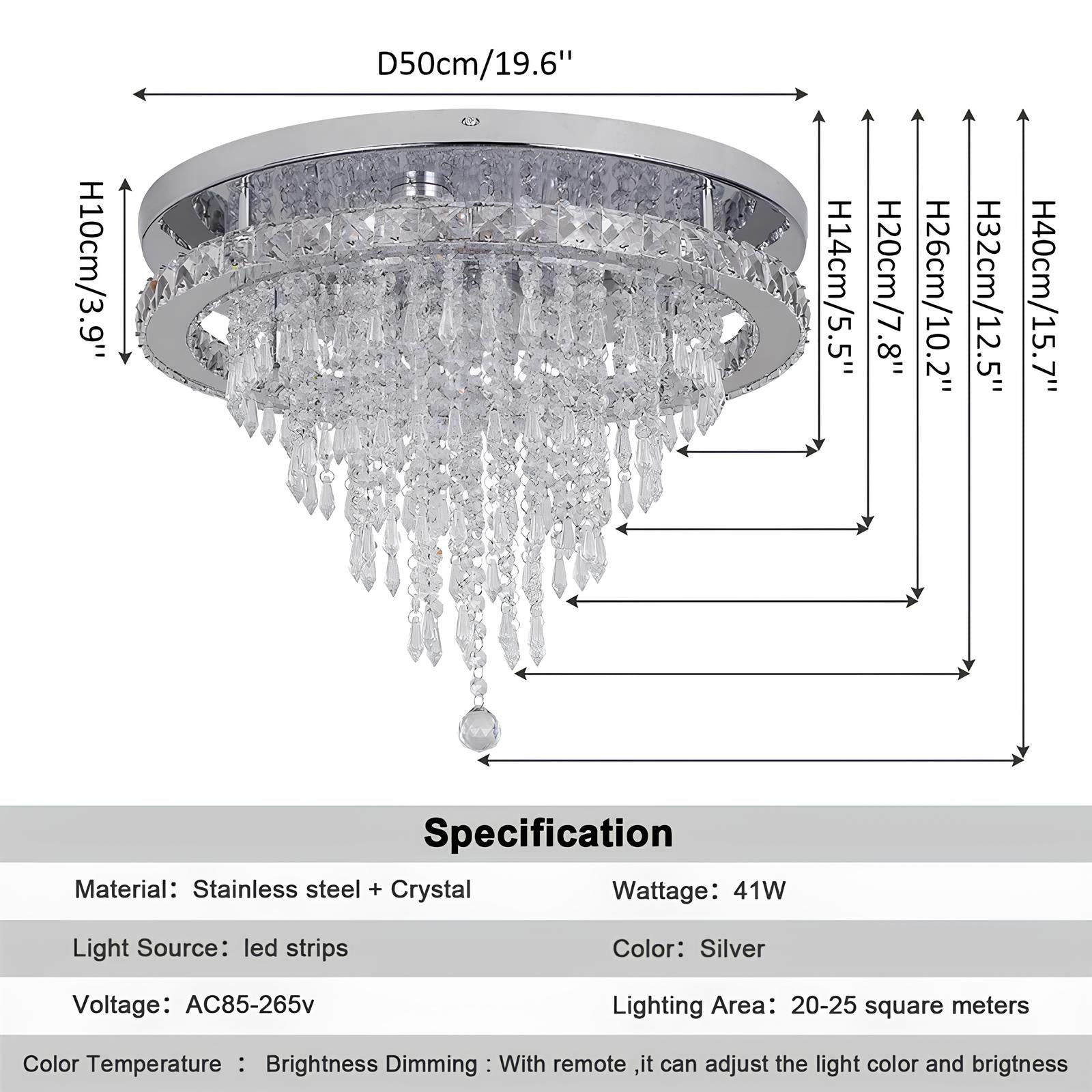 Luxury Crystal Chandelier with Remote Control - Homevalley.co.uk
