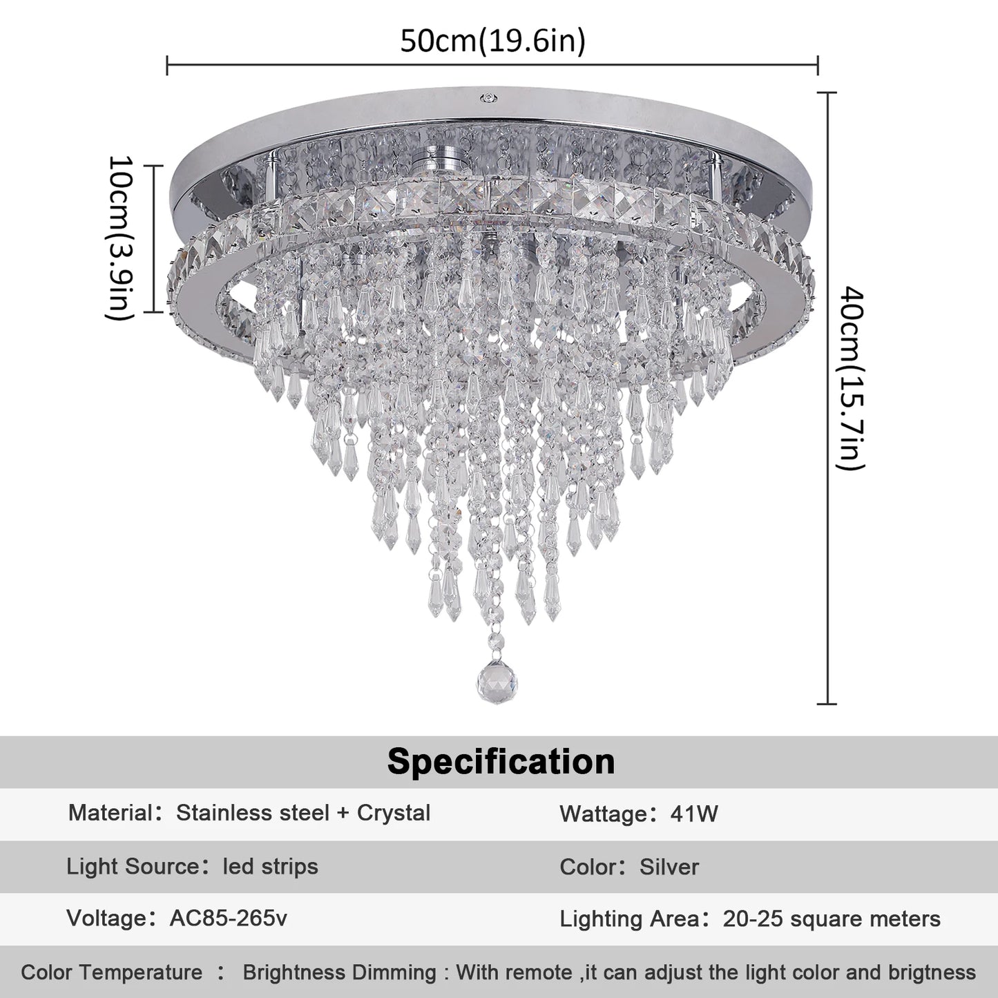 Luxury Crystal Chandelier with Remote Control - Homevalley.co.uk