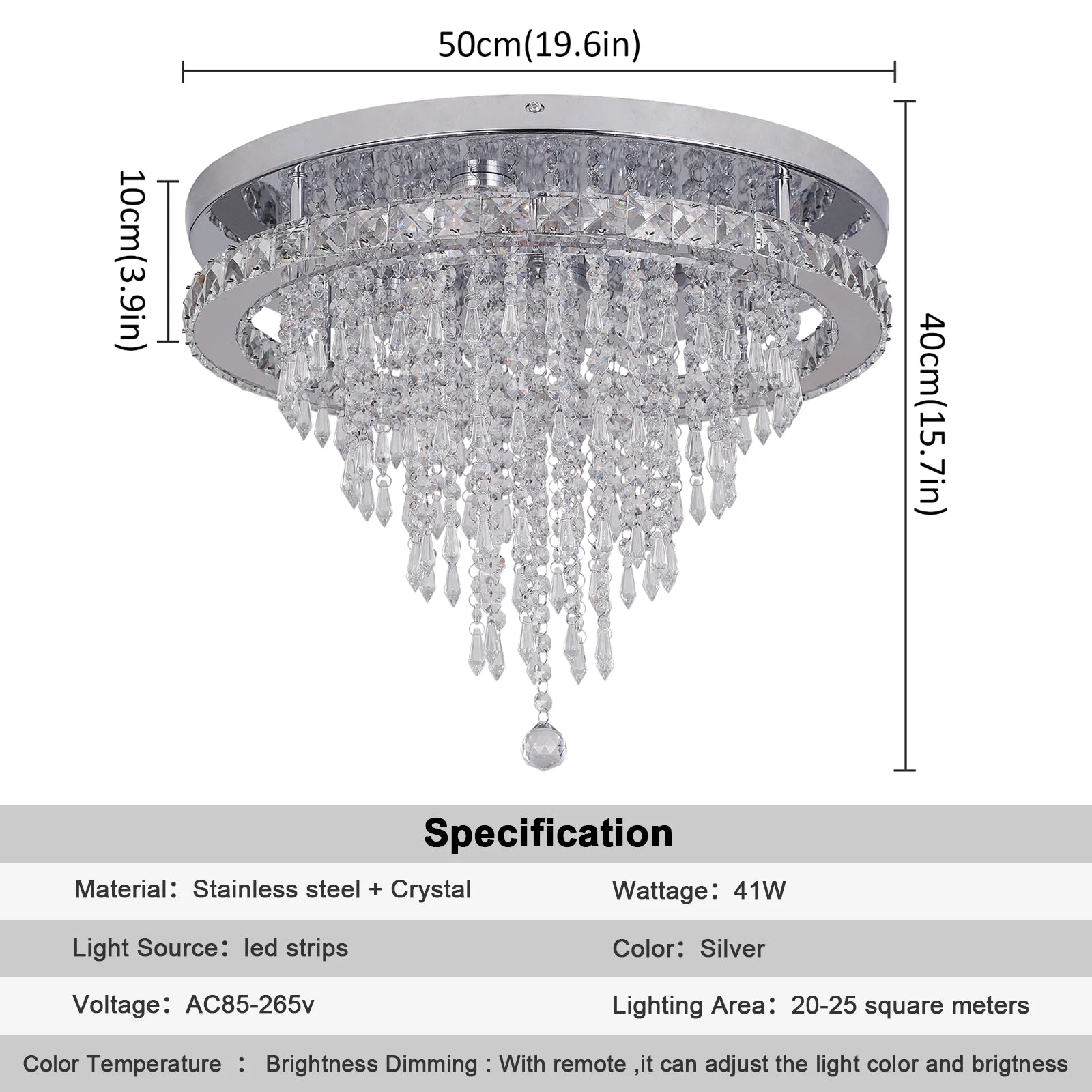 Luxury Crystal Chandelier with Remote Control - Homevalley.co.uk
