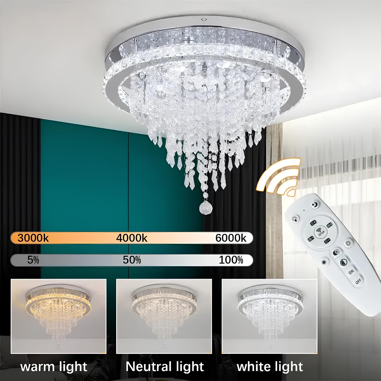Luxury Crystal Chandelier with Remote Control - Homevalley.co.uk