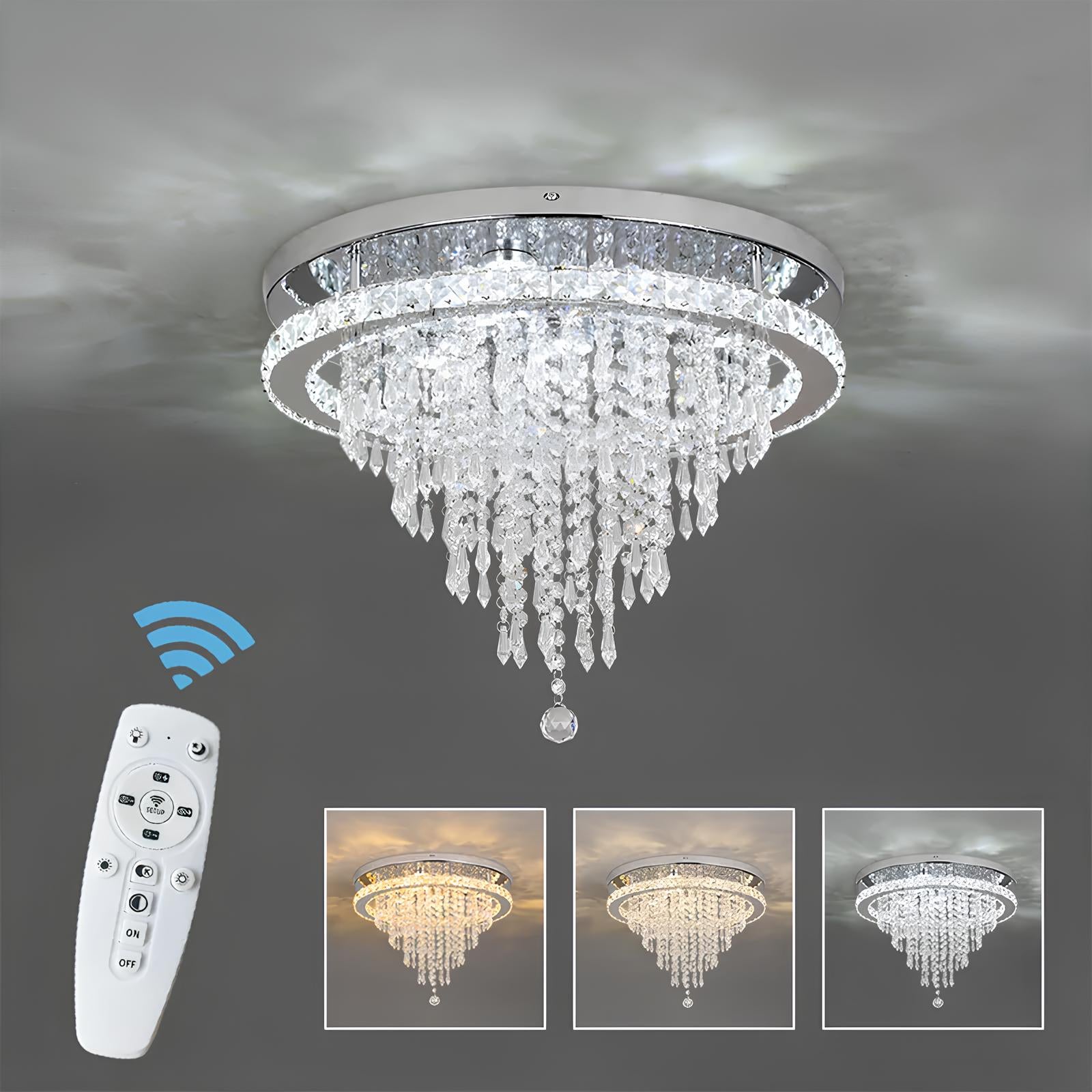 Luxury Crystal Chandelier with Remote Control - Homevalley.co.uk
