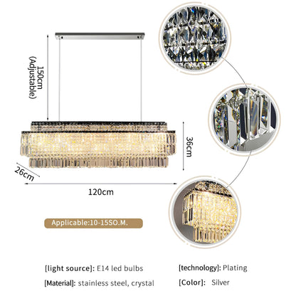 Luxury Crystal Rectangle Chandelier - Homevalley.co.uk