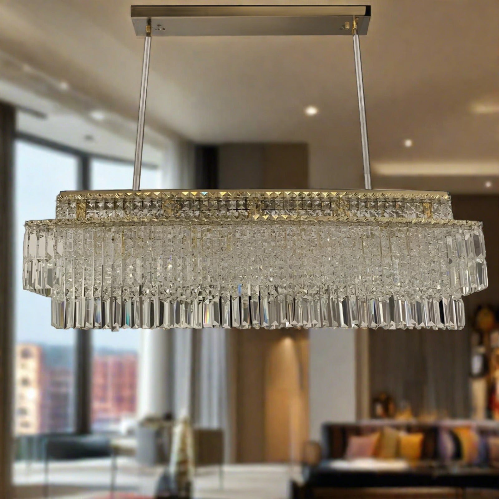 Luxury Crystal Rectangle Chandelier - Homevalley.co.uk