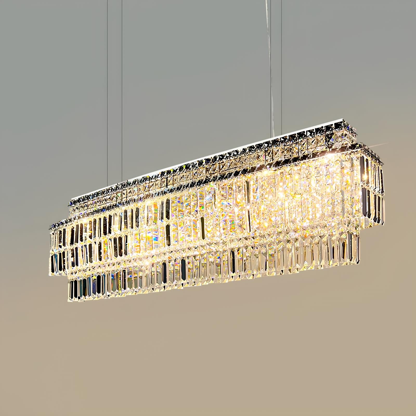 Luxury Crystal Rectangle Chandelier - Homevalley.co.uk