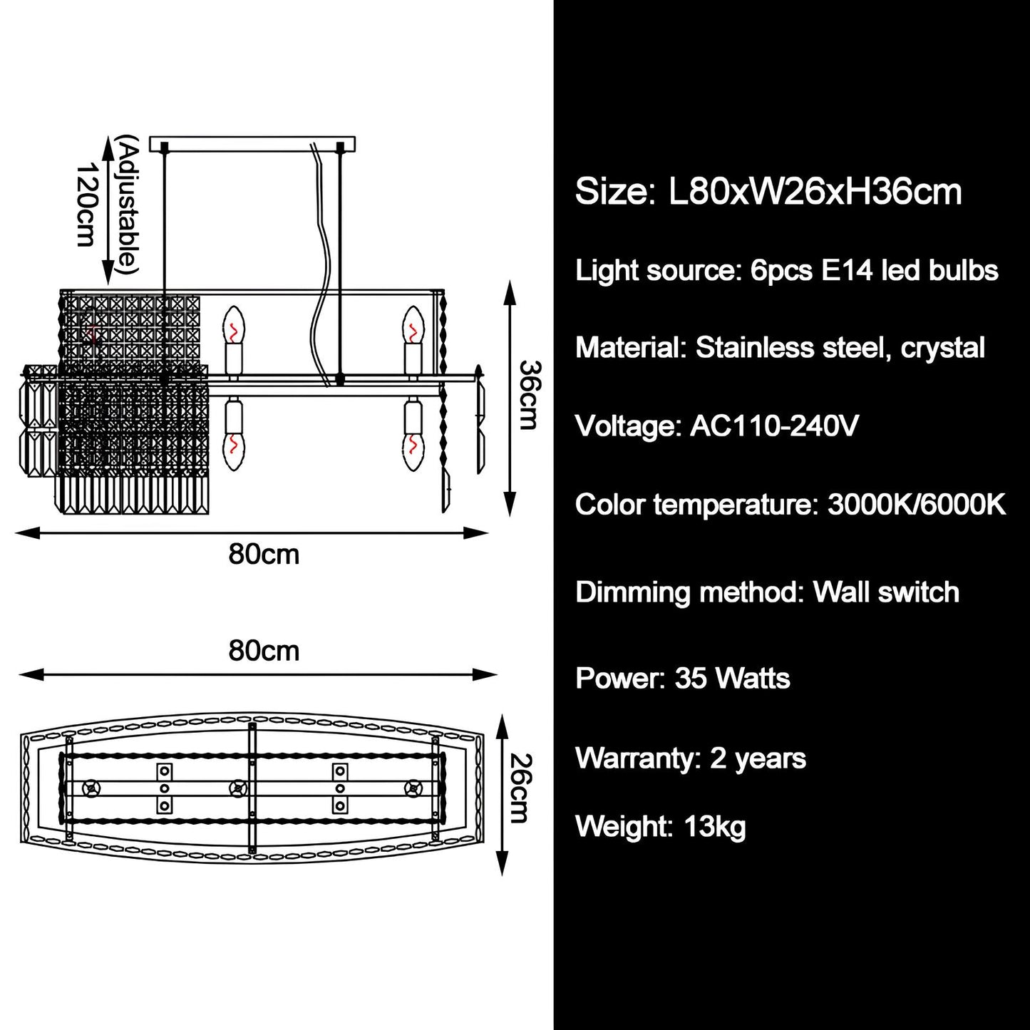 Luxury Crystal Rectangle Chandelier - Homevalley.co.uk