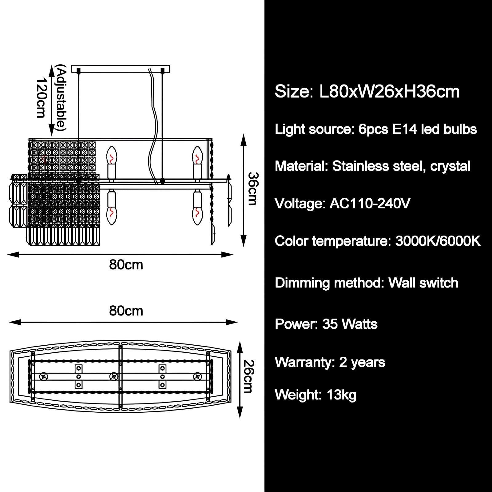Luxury Crystal Rectangle Chandelier - Homevalley.co.uk