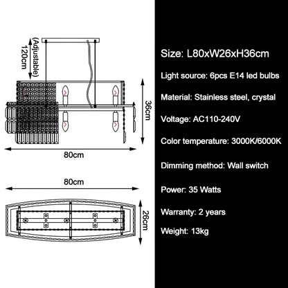 Luxury Crystal Rectangle Chandelier - Homevalley.co.uk