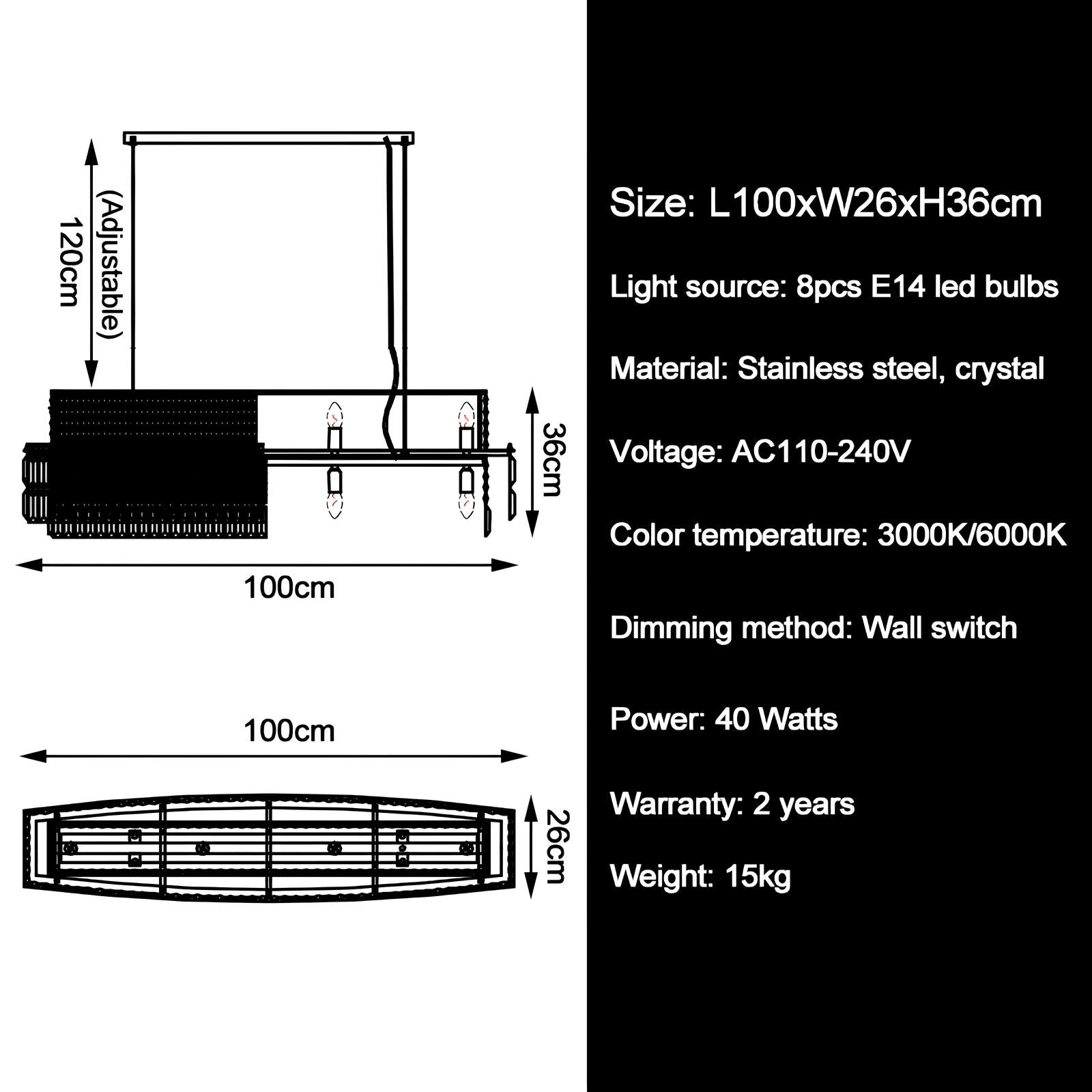 Luxury Crystal Rectangle Chandelier - Homevalley.co.uk
