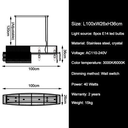 Luxury Crystal Rectangle Chandelier - Homevalley.co.uk